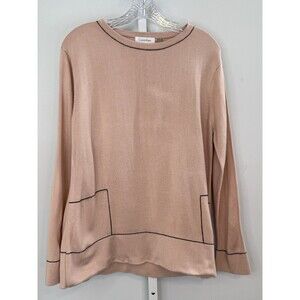 Calvin Klein Women’s Sweater L Pink Long Sleeve Pullover Top Lightweight Knit
